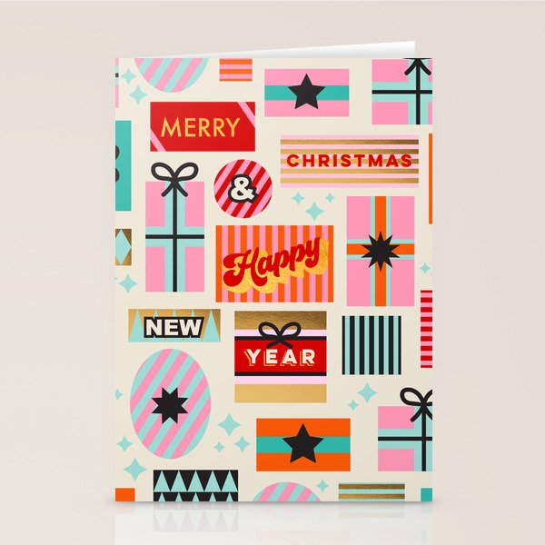 Retro Christmas Gift pattern with Season's Greetings Stationery Card Gallery Image 2