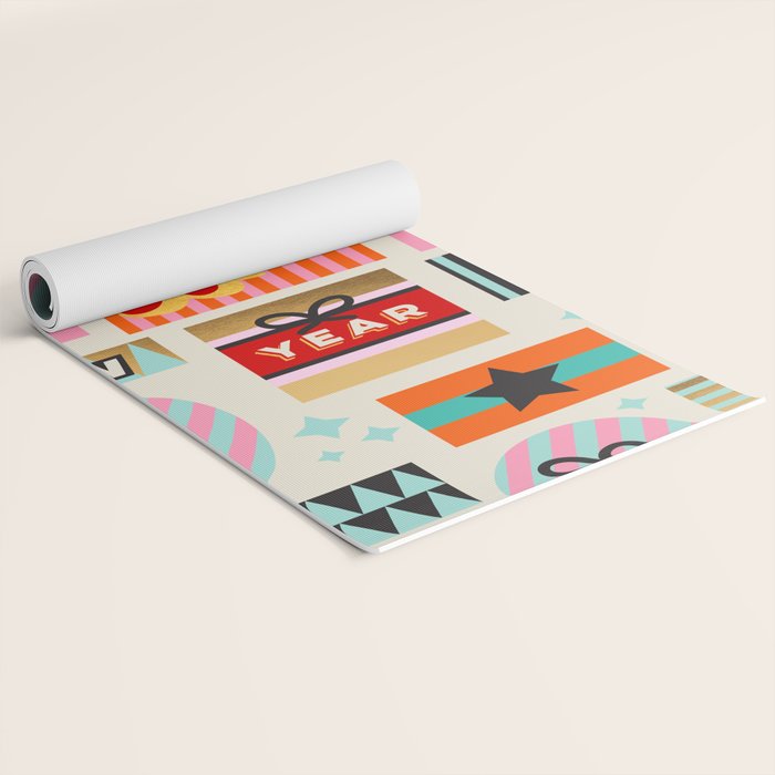 Retro Christmas Gift pattern with Season's Greetings Yoga Mat Gallery Image 2