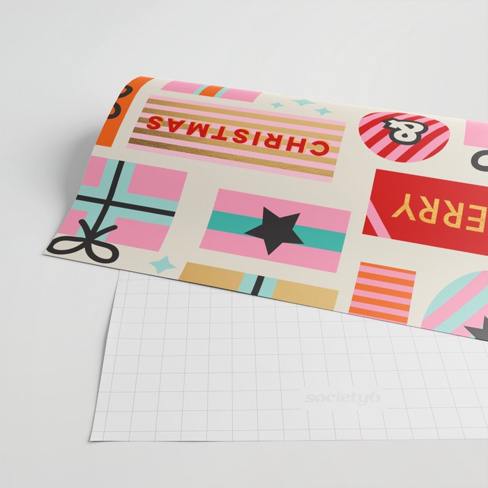 Retro Christmas Gift pattern with Season's Greetings Wrapping Paper Gallery Image 2