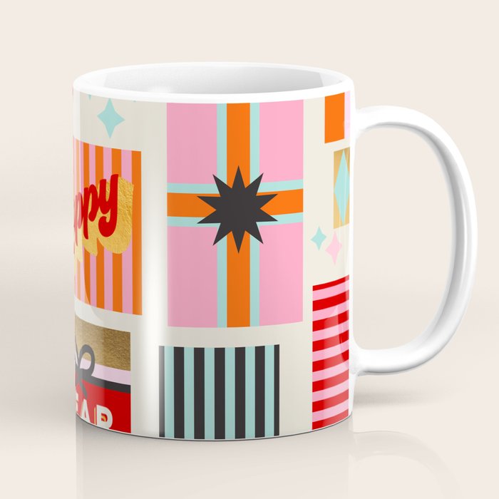 Retro Christmas Gift pattern with Season's Greetings Coffee Mug Gallery Image 1
