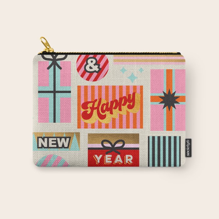 Retro Christmas Gift pattern with Season's Greetings Carry All Pouch Gallery Image 1