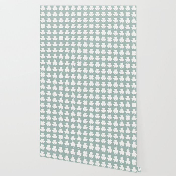 Clovers XXXI Sage Green Botanical Pattern Wallpaper Gallery Image 2