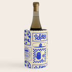 Blue summer vacation patchwork art pattern Wine Chiller Gallery Image 2