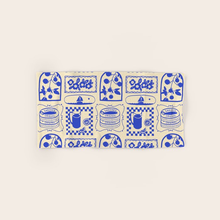 Blue summer vacation patchwork art pattern Bath Towel Gallery Image 1