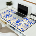 Blue summer vacation patchwork art pattern Desk Mat Gallery Image 2