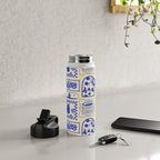 Blue summer vacation patchwork art pattern Water Bottle Gallery Image 4