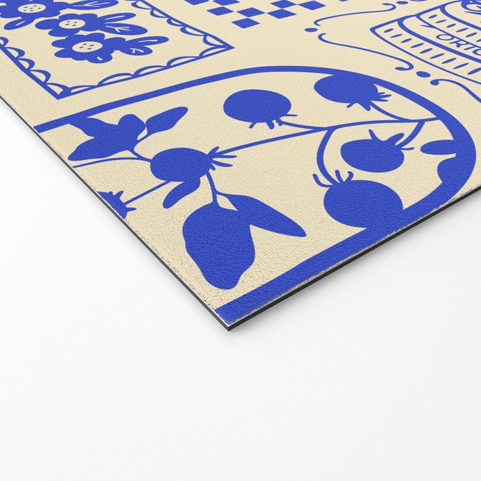Blue summer vacation patchwork art pattern Welcome Mat Gallery Image 2