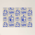 Blue summer vacation patchwork art pattern Welcome Mat Gallery Image 1