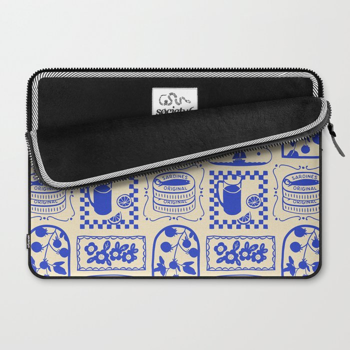 Blue summer vacation patchwork art pattern Laptop Sleeve Gallery Image 2