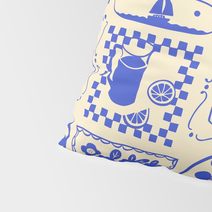 Blue summer vacation patchwork art pattern Pillow Sham Gallery Image 4