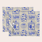 Blue summer vacation patchwork art pattern Placemat Gallery Image 1