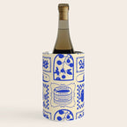 Blue summer vacation patchwork art pattern Wine Chiller Gallery Image 1