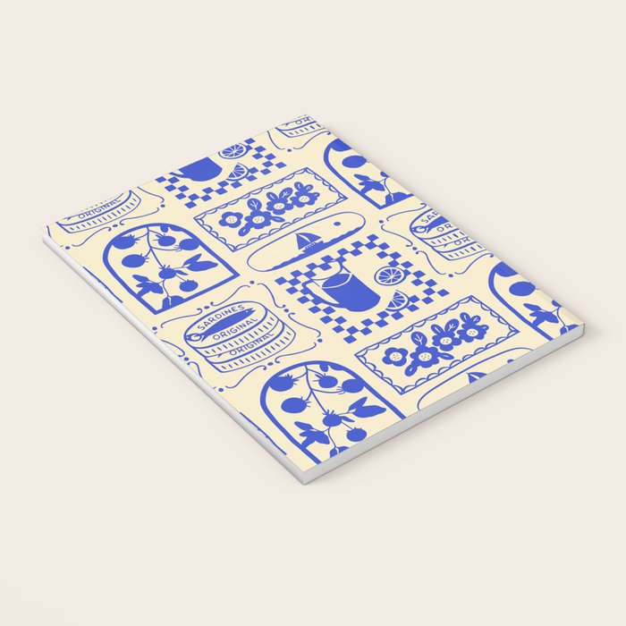 Blue summer vacation patchwork art pattern Notebook Gallery Image 3