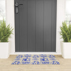 Blue summer vacation patchwork art pattern Welcome Mat Gallery Image 3