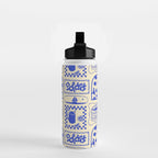 Blue summer vacation patchwork art pattern Water Bottle Gallery Image 2