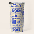 Blue summer vacation patchwork art pattern Travel Mug Gallery Image 3