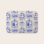 Blue summer vacation patchwork art pattern Bath Mat Gallery Image 1