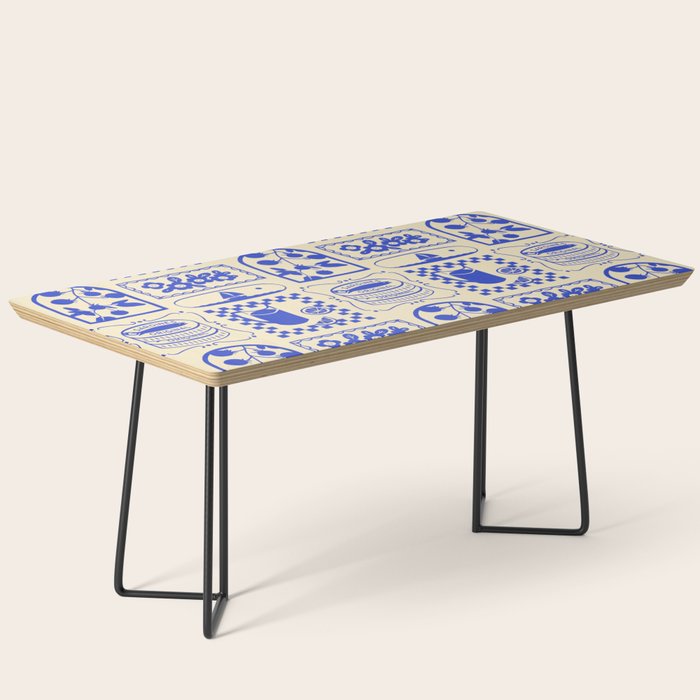 Blue summer vacation patchwork art pattern Coffee Table Gallery Image 1