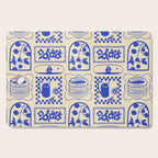 Blue summer vacation patchwork art pattern Cutting Board Gallery Image 1