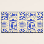 Blue summer vacation patchwork art pattern Desk Mat Gallery Image 3