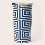 Greek Key Pattern 125 Navy Blue Travel Mug Gallery Image 3