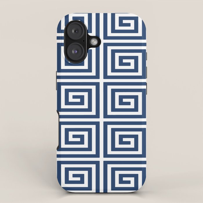 Greek Key Pattern 125 Navy Blue iPhone Case Gallery Image 1