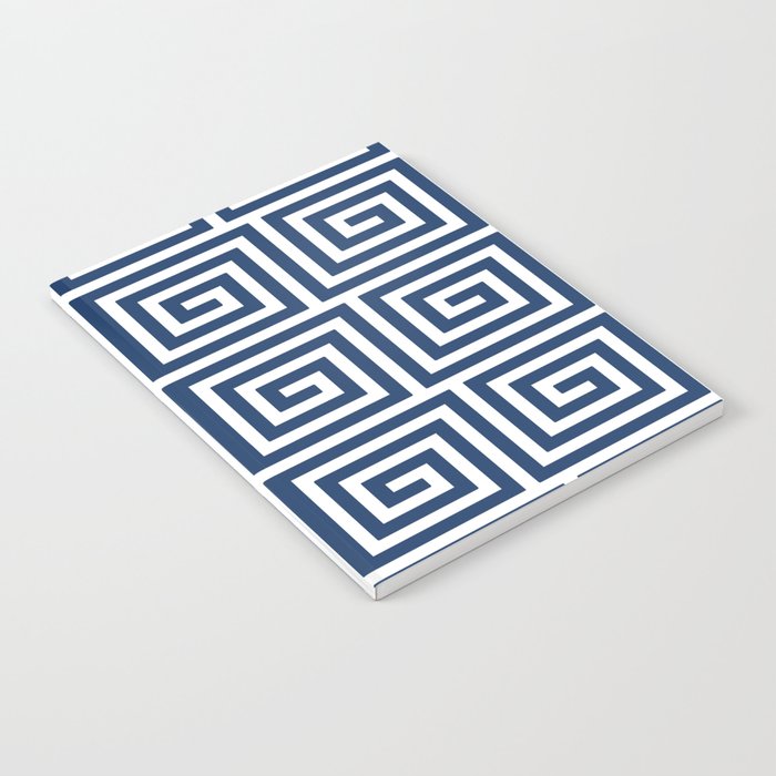 Greek Key Pattern 125 Navy Blue Notebook