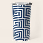 Greek Key Pattern 125 Navy Blue Travel Mug Gallery Image 2
