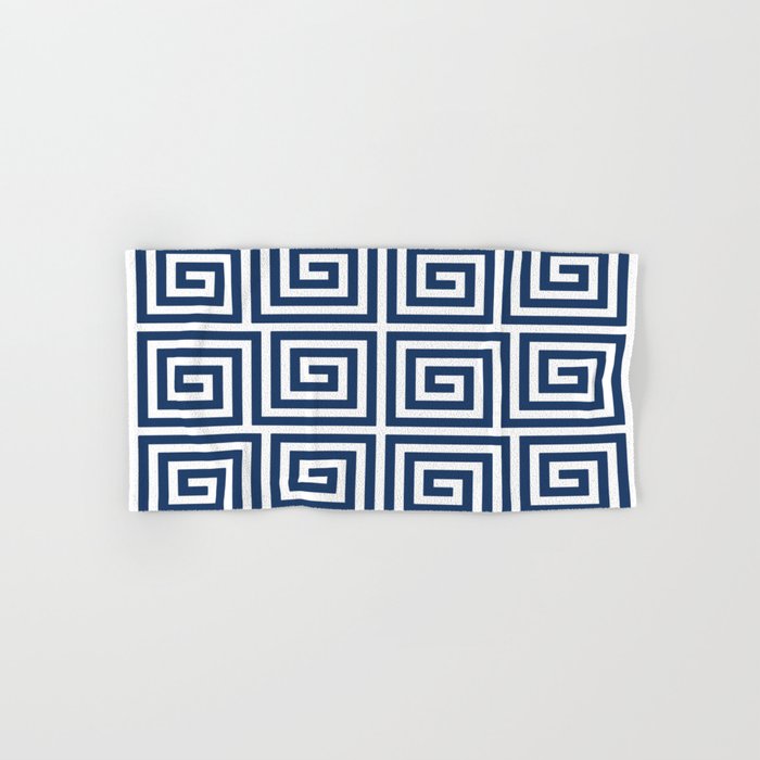 Greek Key Pattern 125 Navy Blue Bath Towel Gallery Image 1