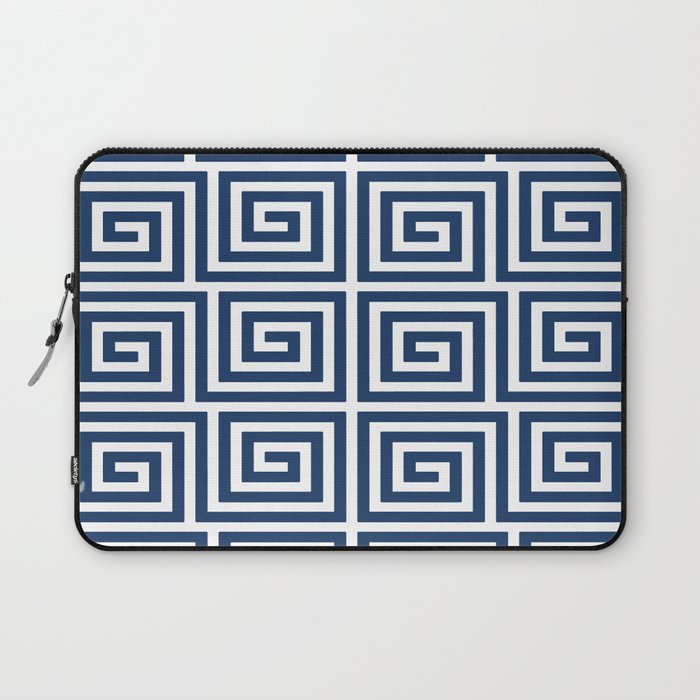 Greek Key Pattern 125 Navy Blue Laptop Sleeve Gallery Image 1