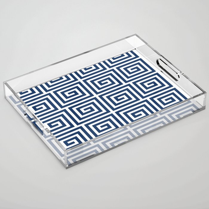 Greek Key Pattern 125 Navy Blue Acrylic Tray Gallery Image 1