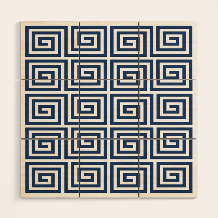Greek Key Pattern 125 Navy Blue Wood Wall Art Gallery Image 1