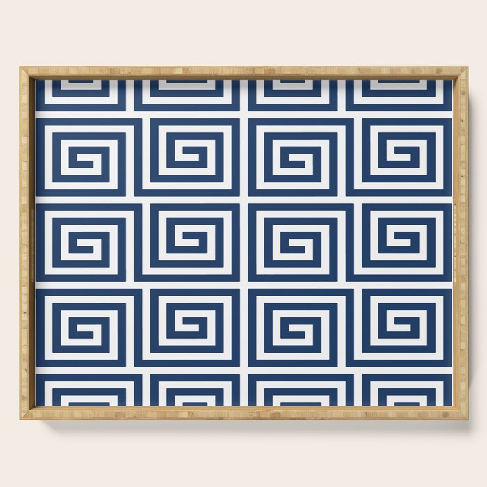 Greek Key Pattern 125 Navy Blue Serving Tray Gallery Image 1