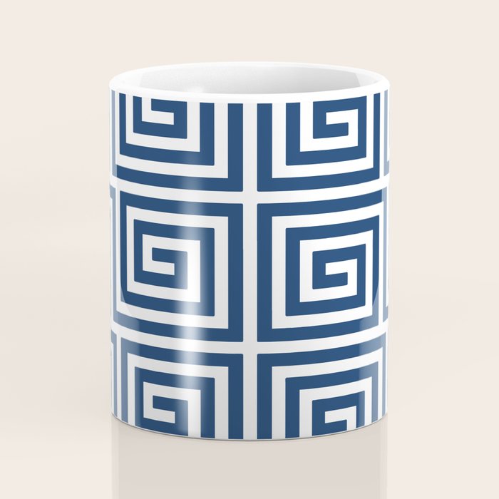 Greek Key Pattern 125 Navy Blue Coffee Mug Gallery Image 4
