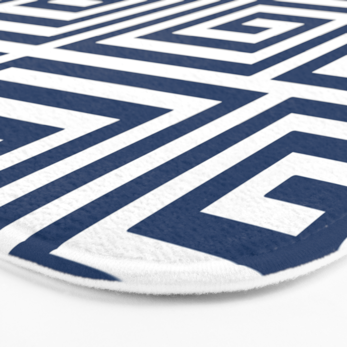 Greek Key Pattern 125 Navy Blue Bath Mat Gallery Image 3