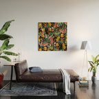 Skull and Flowers Pattern Wood Wall Art Gallery Image 2