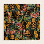 Skull and Flowers Pattern Wood Wall Art Gallery Image 1