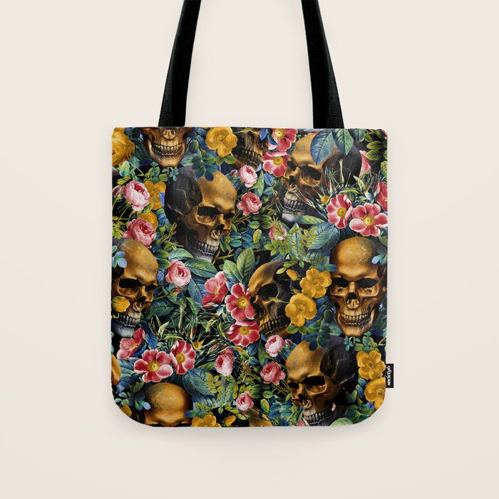 Skull and Flowers Pattern Tote Bag Gallery Image 1