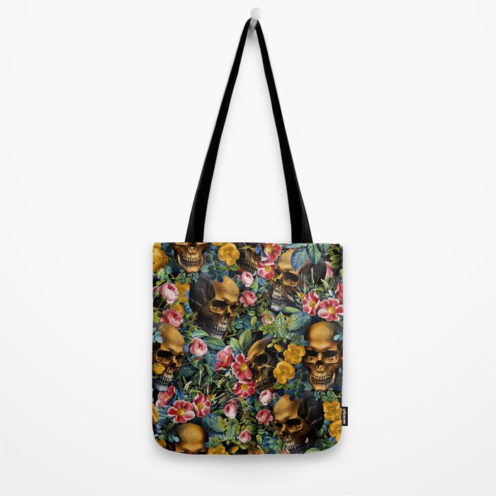 Skull and Flowers Pattern Tote Bag Gallery Image 2