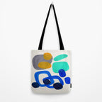 Mid Century Modern Abstract Minimalist Fun Colorful Shapes Marine Green Retro Vintage Fun Shapes Tote Bag Gallery Image 2