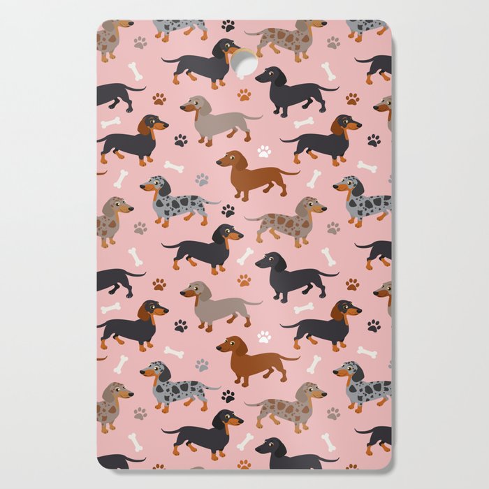 Dachshund Dog Doxie Dogs Pattern Pink Cutting Board Gallery Image 1