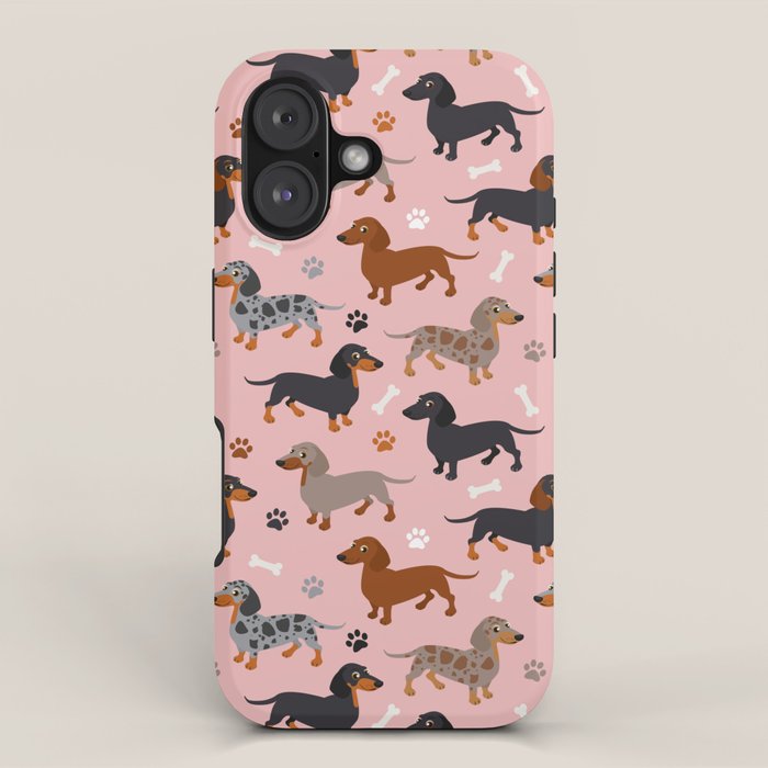 Dachshund Dog Doxie Dogs Pattern Pink iPhone Case