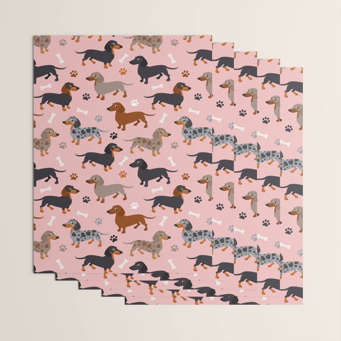 Dachshund Dog Doxie Dogs Pattern Pink Wrapping Paper Gallery Image 3