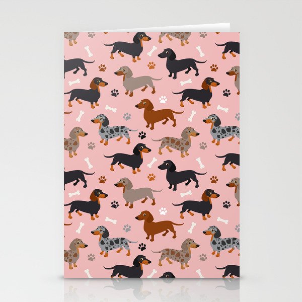 Dachshund Dog Doxie Dogs Pattern Pink Stationery Card Gallery Image 2
