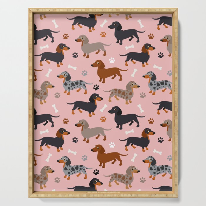 Dachshund Dog Doxie Dogs Pattern Pink Serving Tray Gallery Image 1