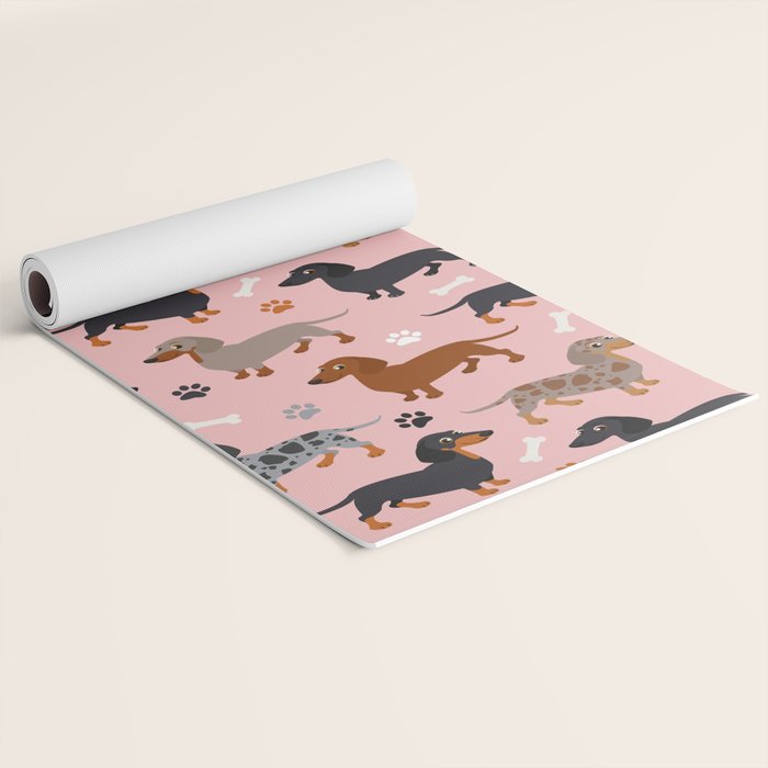 Dachshund Dog Doxie Dogs Pattern Pink Yoga Mat Gallery Image 2