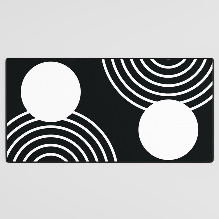 Mid Century Modern Geometric 191 in White and Black Desk Mat Gallery Image 3