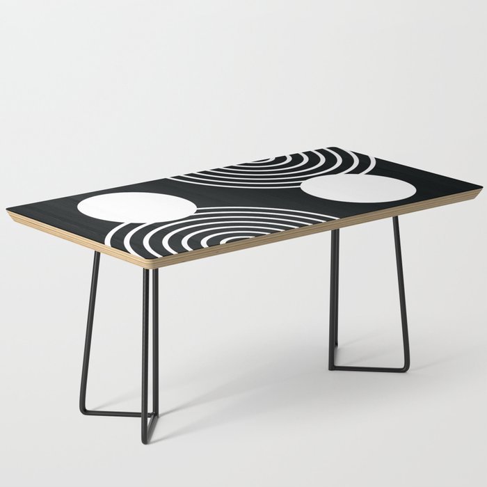 Mid Century Modern Geometric 191 in White and Black Coffee Table Gallery Image 1