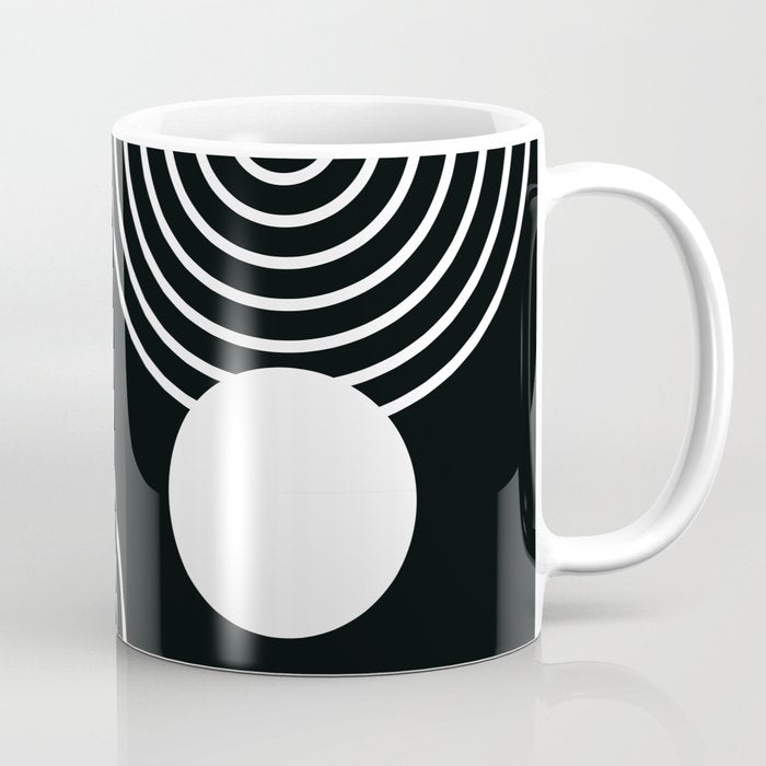 Mid Century Modern Geometric 191 in White and Black Coffee Mug Gallery Image 1
