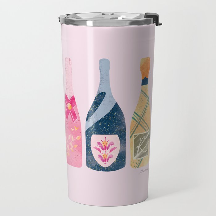 Champagne Bottles - Pink Ver. Travel Mug Gallery Image 2